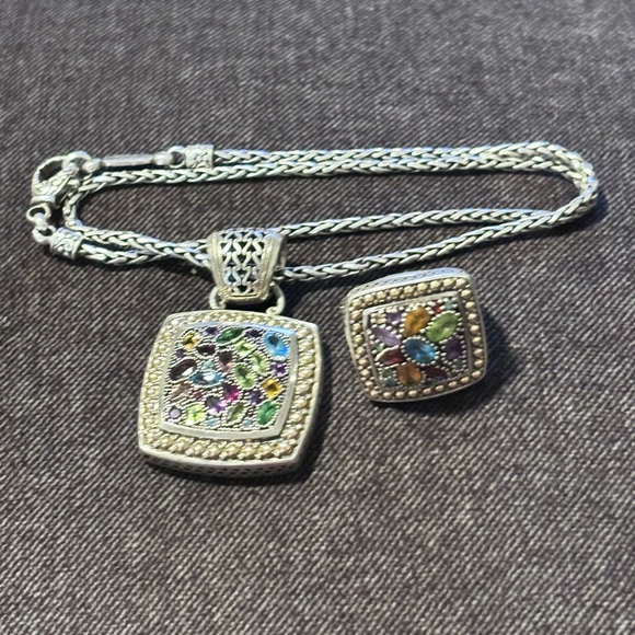 Balissima by EFFY Multi-Stone Ring & Necklace Square Pendant Set - Picture 7 of 12